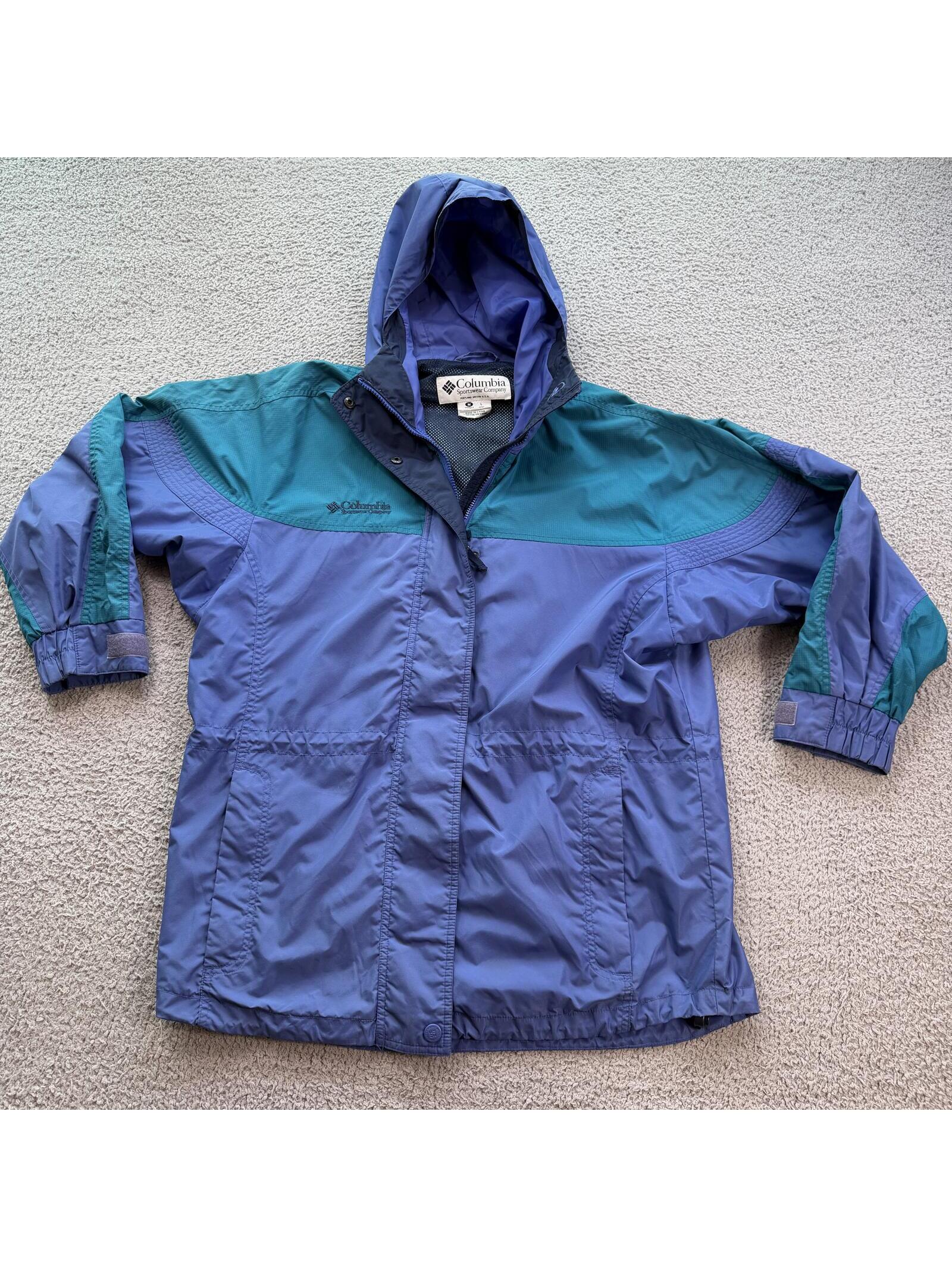 Vintage 90s Columbia Windbreaker Jacket Womens M Teal Hooded Nylon Gorpcore